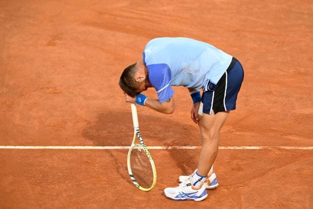 Corentin Moutet during the match against Novak Djokovic at the Internazionali BNL d Italia 2024 tennis tournament at Foro Italico in Rome, Italy on May 10th, 2024. antoniettaxbaldassarre