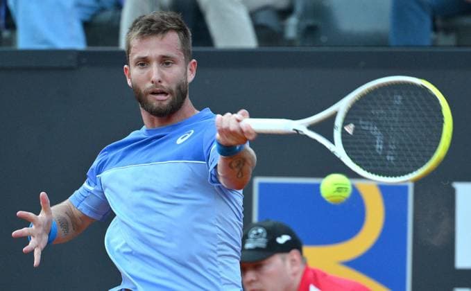May 10, 2024, Rome: Corentin Moutet of France in action during his men s singles second round match against Novak Djokovic of Serbia at the Italian Open tennis tournament in Rome, Italy, 10 May 2024. ANSA ETTORE FERRARI Italian Open tennis tournament  - ZUMAa110 20240510_zaf_a110_089 Copyright: xEttorexFerrarix
