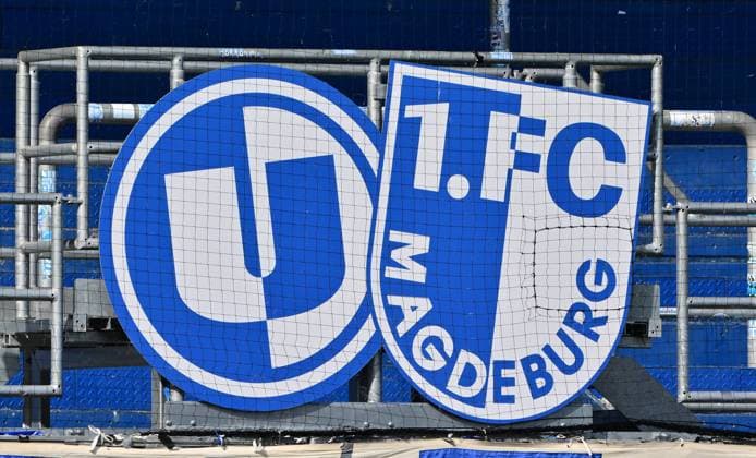 10.05.2024 - Fussball - Saison 2023 2024 - 2. Fussball - Bundesliga - 33. Spieltag: 1. FC Magdeburg FCM - SpVgg Greuther Fürth ( Kleeblatt ) - Sportfoto Zink MeZi - xmexzix - DFL regulations prohibit any use of photographs as image sequences and or quasi-video - only for editorial use - Feature Impression Symbolbild Symbolfoto - Logo FCM