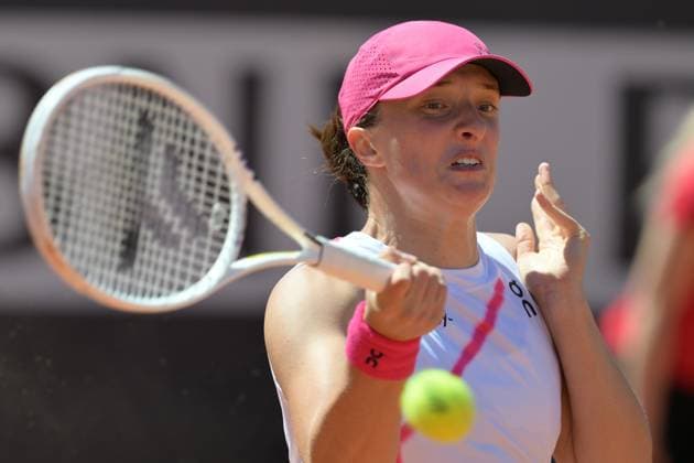 Iga Swiatek (POL) during her match against Yulia Putintseva (KAZ) at the Italian Open tennis tournament in Rome, Thursday, May 11, 2024.(Alfredo Falcone LaPresse)  Copyright: xAlfredoxFalcone LaPressex