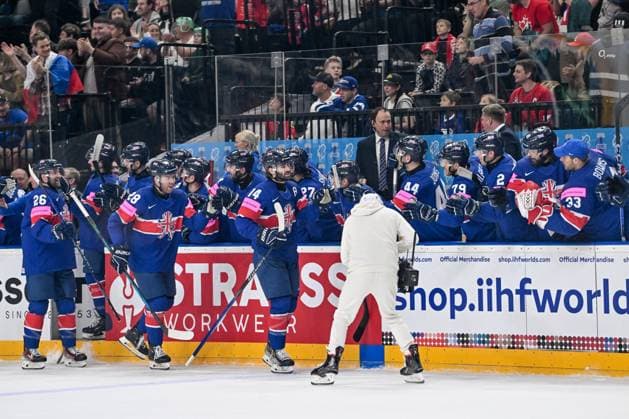 PRAGUE, CZECH REPUBLIC - MAY 11: Liam Kirk of Great Britain celebrates his goal during the preliminary round match between Great Britain and Canada at Prague Arena on May 11, 2024 in Prague, Czech Republic. Prague Prague Arena Czech Republic Copyright: xJustPictures.ch AndreaxBrancax jp-en-EuSpIm-AB_11052024_AAB_4363