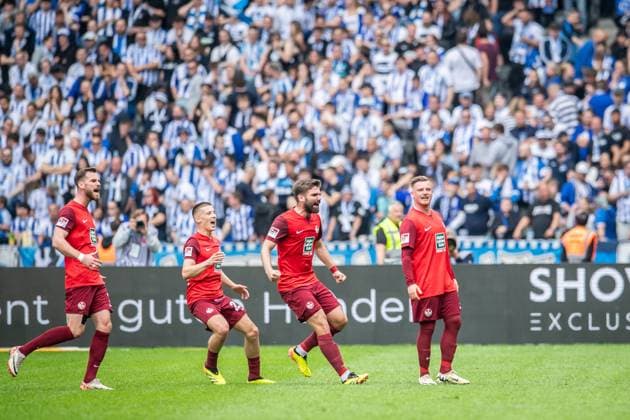 2. Fußball Bundesliga, Hertha BSC vs 1. FC Kaiserslautern; Berlin, 11.05.2024 Torjubel zum 1:1 durch Marlon Ritter (1. FC Kaiserslautern, 7) 2. Fußball Bundesliga, Hertha BSC vs 1. FC Kaiserslautern, Olympiastadion, Berlin, 11.05.2024 DFL REGULATIONS PROHIBIT ANY USE OF PHOTOGRAPHS AS IMAGE SEQUENCES AND OR QUASI-VIDEO.