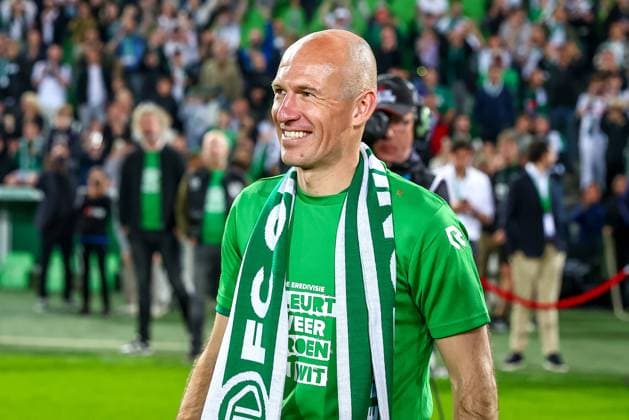 2024-05-10 FC Groningen v Roda JC - Dutch Keuken Kampioen Divisie GRONINGEN, NETHERLANDS - MAY 10: Arjen Robben (former player) of FC Groningen looks on prior the Dutch Keuken Kampioen Divisie match between FC Groningen and Roda JC at Euroborg on May 10, 2024 in Groningen, Netherlands. (Photo by Pieter van der Woude BSR Agency) Groningen Netherlands Content not available for redistribution in The Netherlands directly or indirectly through any third parties. Copyright: xBSRxAgencyx