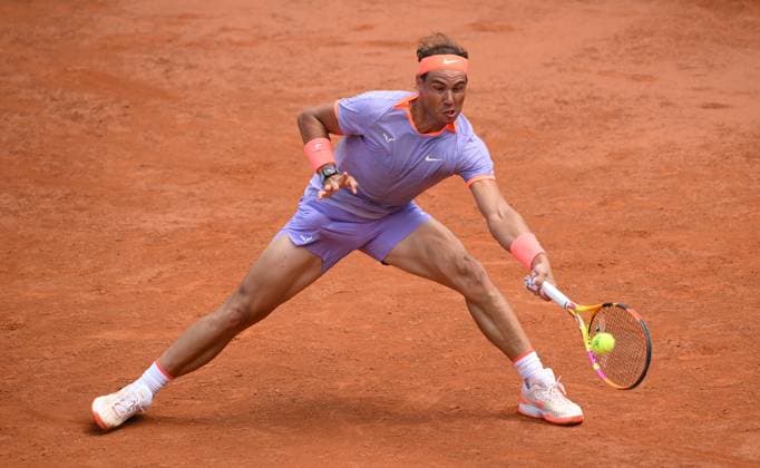 Rafael Nadal of Spain during the match against Hubert Hurkacz Poland at the Internazionali BNL d Italia 2024 tennis tournament at Foro Italico in Rome, Italy on May 11th, 2024. antoniettaxbaldassarre