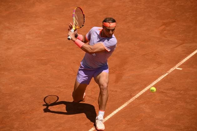 Rafael Nadal of Spain during the match against Hubert Hurkacz Poland at the Internazionali BNL d Italia 2024 tennis tournament at Foro Italico in Rome, Italy on May 11th, 2024. antoniettaxbaldassarre