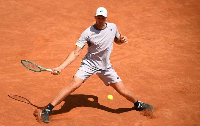 Hubert Hurkacz Poland during the match against Rafael Nadal of Spain at the Internazionali BNL d Italia 2024 tennis tournament at Foro Italico in Rome, Italy on May 11th, 2024. antoniettaxbaldassarre