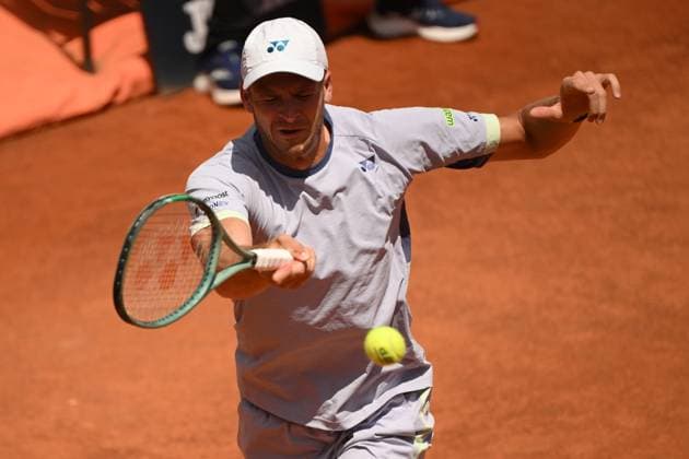 Hubert Hurkacz Poland during the match against Rafael Nadal of Spain at the Internazionali BNL d Italia 2024 tennis tournament at Foro Italico in Rome, Italy on May 11th, 2024. antoniettaxbaldassarre