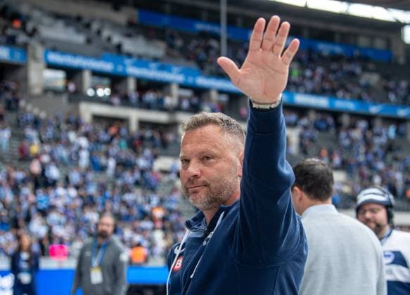 Fussball, Herren, Saison 2023 2024, 2. Bundesliga (33. Spieltag), Hertha BSC - 1. FC Kaiserslautern, Trainer Pal Dardai (Hertha BSC) wird nach Abpfiff von den Fans gefeiert, 11.05. 2024,