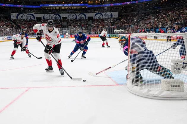 PRAGUE, CZECH REPUBLIC - 11 MAY, 2024: the Ice hockey, Eishockey game of IIHF 2024 World Championship, WM, Weltmeisterschaft Canada vs. Great Britain at O2 Arena  Copyright: xVITALIIxKLIUIEVx