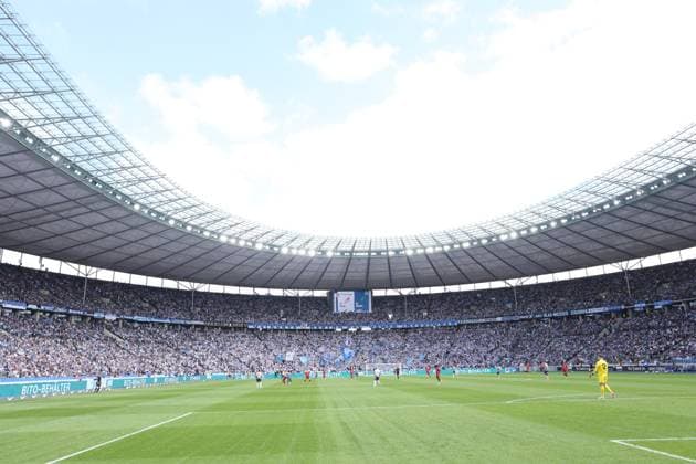 DEU, DFL, 2. FBL, Hertha BSC vs. 1.FC Kaiserslautern, 11.05.2024, Berliner Olympiastadion, Berlin, DEU, DFL, 2. FBL, Hertha BSC vs. 1.FC Kaiserslautern, im Bild volles Olympiastadion DFL - regulations prohibit any use of Photographs as image sequences and or quasi-video Foto: Juergen Engler nordphoto GmbH