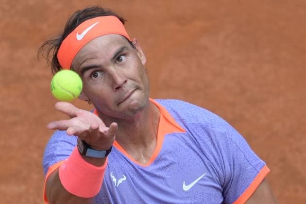 Rafael Nadal (ESP) during her match against Hubert Hurkacz (POL) at the Italian Open tennis tournament in Rome, Thursday, May 11, 2024.(Alfredo Falcone LaPresse)  Copyright: xAlfredoxFalcone LaPressex