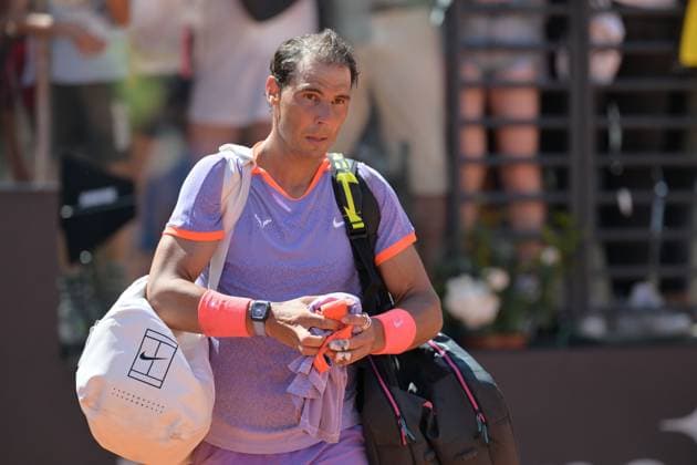 Rafael Nadal (ESP) during her match against Hubert Hurkacz (POL) at the Italian Open tennis tournament in Rome, Thursday, May 11, 2024.(Alfredo Falcone LaPresse)  Copyright: xAlfredoxFalcone LaPressex