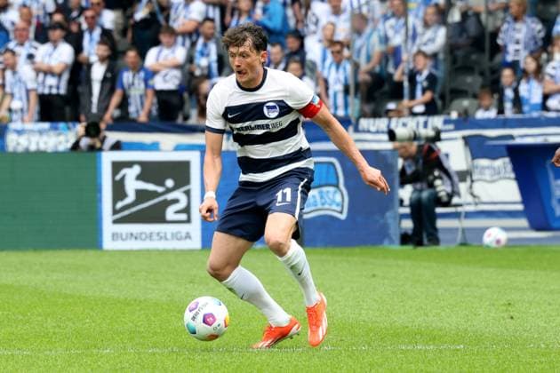DEU, DFL, 2. FBL, Hertha BSC vs. 1.FC Kaiserslautern, 11.05.2024, Berliner Olympiastadion, Berlin, DEU, DFL, 2. FBL, Hertha BSC vs. 1.FC Kaiserslautern, im Bild Fabian Reese (Hertha BSC Berlin 11) DFL - regulations prohibit any use of Photographs as image sequences and or quasi-video Foto: Juergen Engler nordphoto GmbH