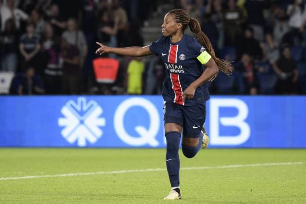 Seance de tirs au but - Joie du PSG - Grace Geyoro (PSG) FOOTBALL FEMININ : Paris Saint Germain Vs Paris FC - D1 Arkema - Demi Finale - 11 05 2024 MichaelBaucher Panoramic 