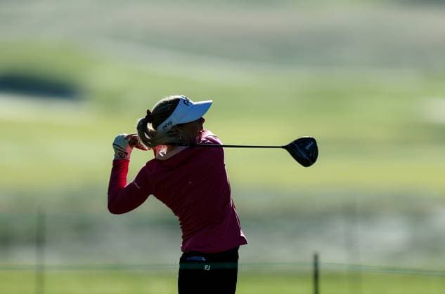 May 11, 2024: Lindsey Weaver-Wright tees off during the third round at the Cognizant Founders Cup at the Upper Montclair Country Club in Clifton, NJ. CSM Clifton United States of America - ZUMAc04_ 20240511_zma_c04_054 Copyright: xMikexLangishx