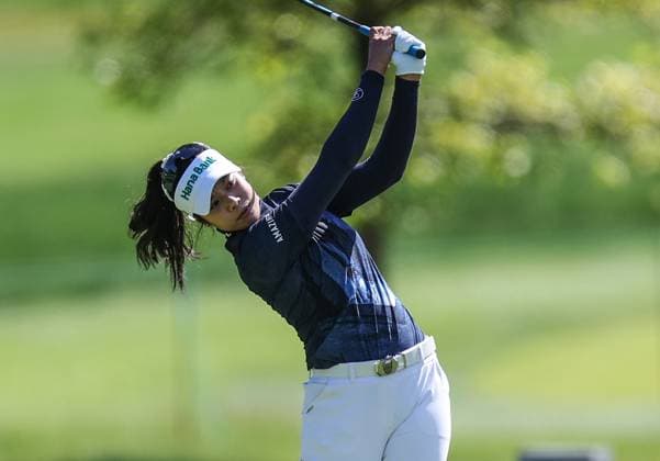 May 11, 2024: Patty Tavatanakit from Thailand watches her shot during the third round at the Cognizant Founders Cup at the Upper Montclair Country Club in Clifton, NJ. CSM Clifton United States of America - ZUMAc04_ 20240511_zma_c04_065 Copyright: xMikexLangishx
