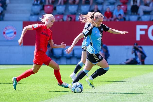 Pernille Harder (21, FC Bayern München) beim Spiel FC Bayern München v 1.FC Nürnberg, Fußball, Google Pixel Frauen-Bundesliga 2023 2024, 21.Spieltag am 12.05.2024 in München, FC Bayern Campus. {