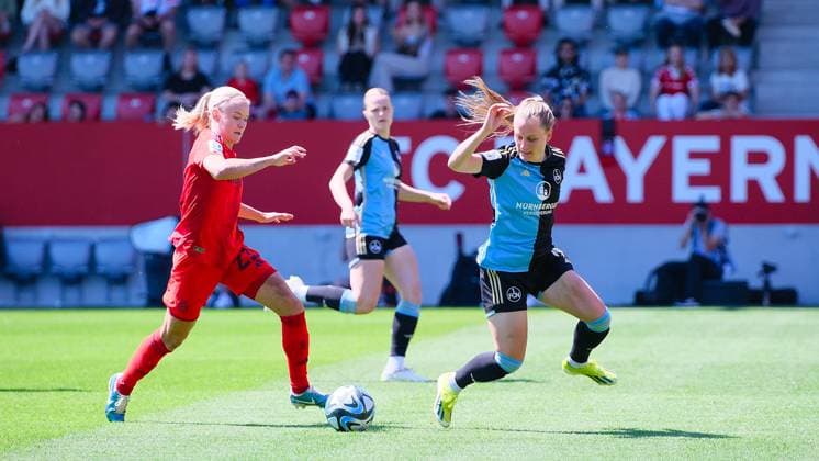Pernille Harder (21, FC Bayern München) beim Spiel FC Bayern München v 1.FC Nürnberg, Fußball, Google Pixel Frauen-Bundesliga 2023 2024, 21.Spieltag am 12.05.2024 in München, FC Bayern Campus. {