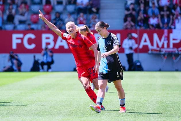Pernille Harder (21, FC Bayern München) beim Spiel FC Bayern München v 1.FC Nürnberg, Fußball, Google Pixel Frauen-Bundesliga 2023 2024, 21.Spieltag am 12.05.2024 in München, FC Bayern Campus. {