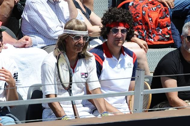 Foto IPP Cavaliere Emiliano. Roma 12 05 2024. Tennis Internazionali d Italia 2024. Nella foto: due tifosi indossano i panni di Bjorn Rune Borg e John McEnroe. Italy Photo Press - World Copyright italy ITALY  Copyright: xR4924_italyphotopressx