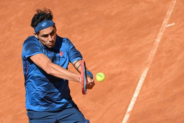 Alejandro Tabilo of Chile during the match against Novak Djokovic of Serbia at the Internazionali BNL d Italia 2024 tennis tournament at Foro Italico in Rome, Italy on May 12th, 2024. antoniettaxbaldassarre