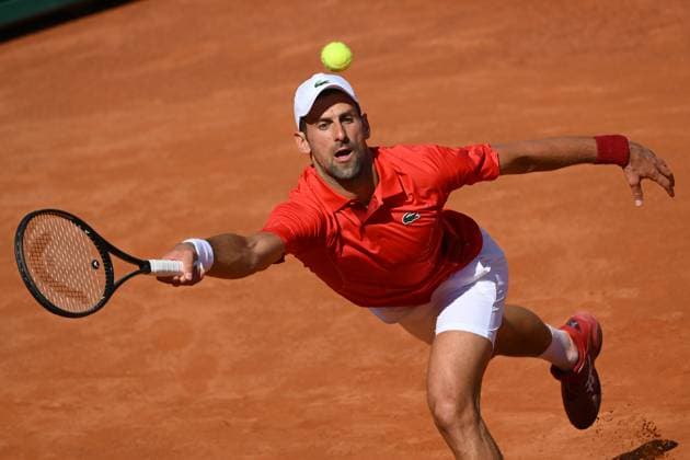 Novak Djokovic of Serbia during the match against Alejandro Tabilo of Chile at the Internazionali BNL d Italia 2024 tennis tournament at Foro Italico in Rome, Italy on May 12th, 2024. antoniettaxbaldassarre