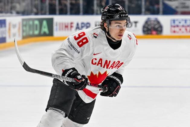 PRAGUE, CZECH REPUBLIC - MAY 12: Connor Bedard of Canada in action during the preliminary round match between Denmark and Canada at Prague Arena on May 12, 2024 in Prague, Czech Republic. Prague Prague Arena Czech Republic Copyright: xJustPictures.ch AndreaxBrancax jp-en-EuSpIm-AB_12052024_AAB_0745