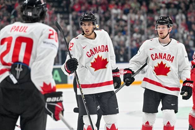 PRAGUE, CZECH REPUBLIC - MAY 12: Dylan Cozens of Canada celebrate his goal during the preliminary round match between Denmark and Canada at Prague Arena on May 12, 2024 in Prague, Czech Republic. Prague Prague Arena Czech Republic Copyright: xJustPictures.ch AndreaxBrancax jp-en-EuSpIm-AB_12052024_AAB_0811