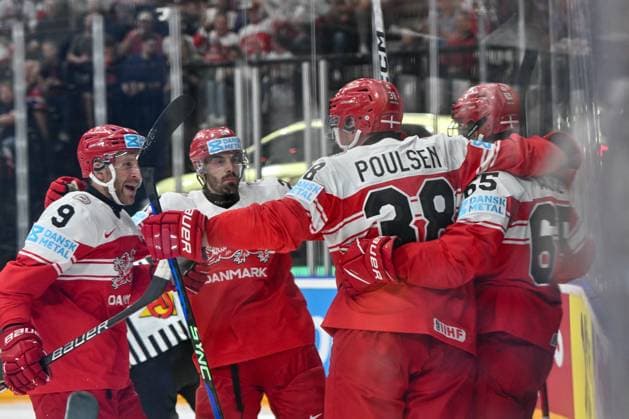 PRAGUE, CZECH REPUBLIC - MAY 12: Denmark celebrate after a goal during the preliminary round match between Denmark and Canada at Prague Arena on May 12, 2024 in Prague, Czech Republic. Prague Prague Arena Czech Republic Copyright: xJustPictures.ch AndreaxBrancax jp-en-EuSpIm-AB_12052024_AAB_1123