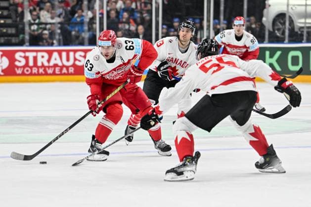 PRAGUE, CZECH REPUBLIC - MAY 12: Patrick Russell of Denmark in action during the preliminary round match between Denmark and Canada at Prague Arena on May 12, 2024 in Prague, Czech Republic. Prague Prague Arena Czech Republic Copyright: xJustPictures.ch AndreaxBrancax jp-en-EuSpIm-AB_12052024_AAB_1280