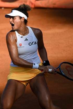 Mayar Sherif Ahmed Abdel-Aziz of Egypt in action during the match against Victoria Azarenka of Belarus at the Internazionali BNL d Italia 2024 tennis tournament at Foro Italico in Rome, Italy on May 12, 2024. antoniettaxbaldassarre
