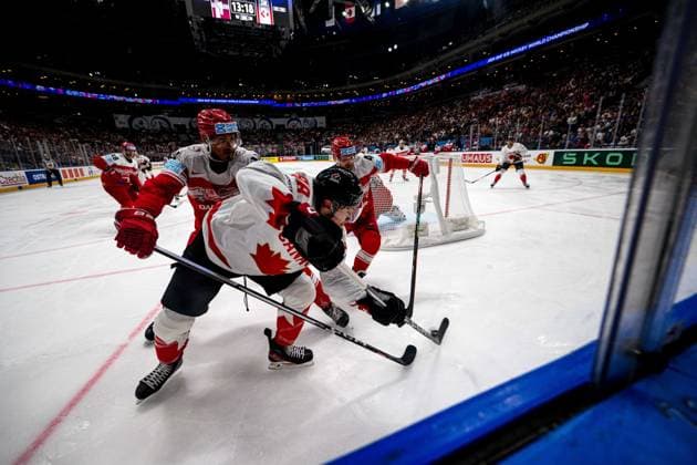 PRAGUE, CZECH REPUBLIC - 12 MAY, 2024: the Ice hockey, Eishockey game of IIHF 2024 World Championship, WM, Weltmeisterschaft Denmark vs. Canada at O2 Arena  Copyright: xVITALIIxKLIUIEVx