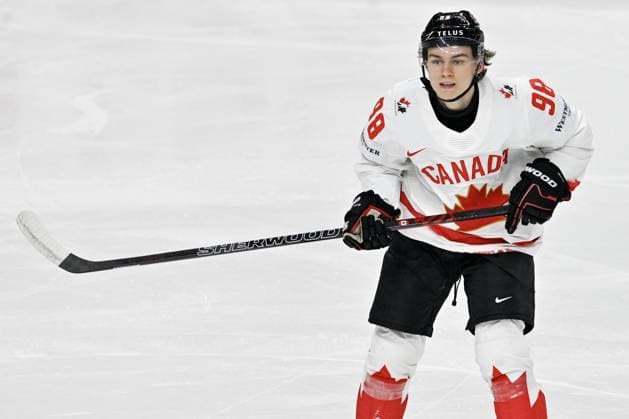 Denmark vs Canada group A match of the 2024 IIHF World Championship, WM, Weltmeisterschaft in Prague, Czech Republic, on May 12, 2024. Connor Bedardod of Canada. (CTKxPhoto VitxSimanek) CTKPhotoP2024051205649  CTKPhotoP2024051205649