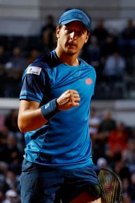 May 12, 2024, Rome, ITALY: Luciano Darderi reacts during his men s singles 3rd round match against Alexander Zverev of Germany (not pictured) at the Italian Open tennis tournament in Rome, Italy, 12 May 2024. ANSA FABIO FRUSTACI Italian Open tennis tournament  - ZUMAa110 20240512_zaf_a110_101 Copyright: xFabioxFrustacix