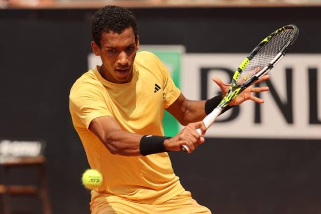 Rome, Italy 13.05.2024: F.AUGER-ALIASSIME (can) VS A.DE.MINAUR (aus) during Internazionali BNL 2024 Men s ATP, Tennis Herren 1000 Open tennis tournament in Rome at Grand Stand Arena .  Copyright: xmarcoxiacobuccix xipa-agency.netx xmarcoxiacobuccix IPA_46009966 IPA_Agency_IPA46009966