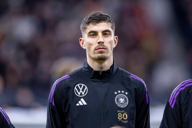 Fußball: Nationalmannschaft, Saison 2023 2024, Länderspiel Deutschland - Niederlande am 26.03.24 in der Deutsche Bank Park in Frankfurt (Hessen). Deutschlands Kai Havertz bei der Nationalhymne. DFB REGULATIONS PROHIBIT ANY USE OF PHOTOGRAPHS AS IMAGE SEQUENCES AND OR QUASI-VIDEO Copyright: xKirchner DavidxInderliedx