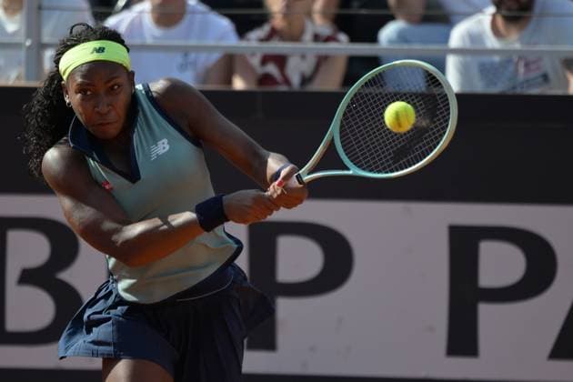 Coco Gauff (USA) during her match against Paula Badosa (ESP) at the Italian Open tennis tournament in Rome, Monday, May 13, 2024.(Alfredo Falcone LaPresse)  Copyright: xAlfredoxFalcone LaPressex