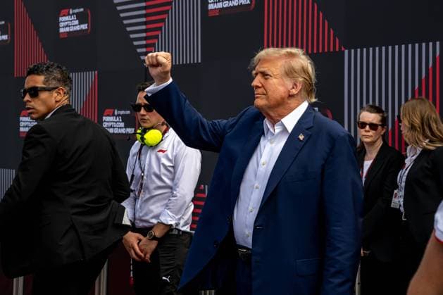 MIAMI, UNITED STATES: Donald Trump, 45th U.S. President, , at the 2024 Formula 1 Miami Grand Prix at the Miami International Autodrome in Miami, United States.
