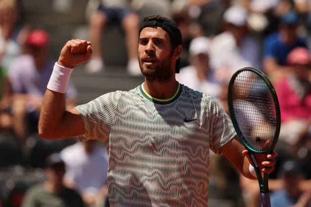 Tennis: ATP, Tennis Herren 1000 Internazionali di Tennis in Rome at Foro Italico. Match A.TABILO (CHILE) VS K. KHACHANOV (BUL) Rome, Italy 14.05.2024: A.TABILO (CHILE) VS K. KHACHANOV (BUL) during Internazionali BNL 2024 Men s Atp 1000 Open tennis tournament in Rome at Grand Stand Arena . Rome foro italico italy italy Copyright: xmarcoxiacobucci