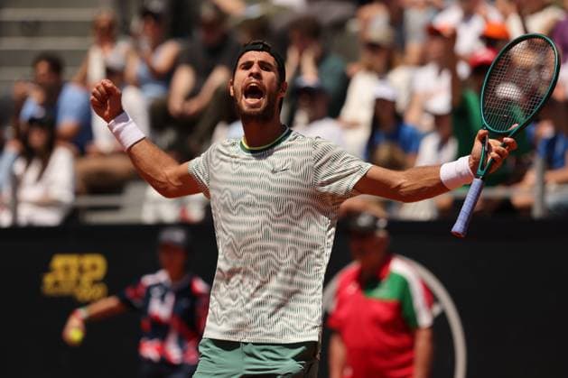 Tennis: ATP, Tennis Herren 1000 Internazionali di Tennis in Rome at Foro Italico. Match A.TABILO (CHILE) VS K. KHACHANOV (BUL) Rome, Italy 14.05.2024: A.TABILO (CHILE) VS K. KHACHANOV (BUL) during Internazionali BNL 2024 Men s Atp 1000 Open tennis tournament in Rome at Grand Stand Arena . Rome foro italico italy italy Copyright: xmarcoxiacobucci