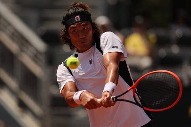 International Tennis match - Internazionali BNL d Italia Rome, Italy 14.05.2024: ZHIZHEN ZHANG (CHN) VS THIAGO MONTEIRO (BRA) during Internazionali BNL 2024 Men s ATP, Tennis Herren 1000 Open tennis tournament in Rome at Grand Stand Arena . Rome Italy  Copyright: xIPAxSport ABACAx