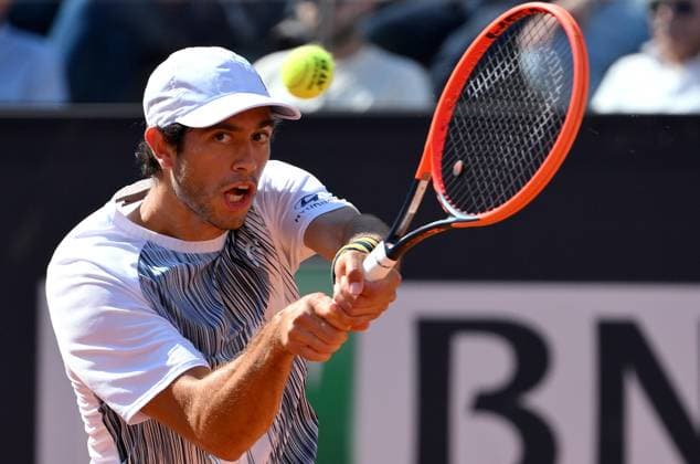 May 14, 2024, Rome: Nuno Borges of Portugal in action during his men s singles fourth round match against Alexander Zverev of Germany at the Italian Open tennis tournament in Rome, Italy, 14 May 2024. ANSA ETTORE FERRARI Italian Open tennis tournament  - ZUMAa110 20240514_zaf_a110_029 Copyright: xEttorexFerrarix