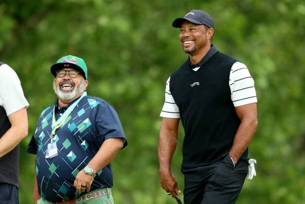 Tiger Woods walks up to the fifth green during the second practice day for the 2024 PGA, Golf Herren Championship at Valhalla Golf Course on Tuesday, May 14, 2024 in Louisville, Kentucky.  KYP20240514010 JOHNxSOMMERSxII
