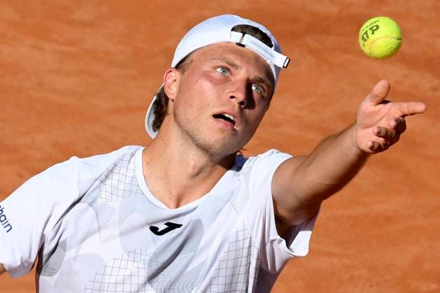 Alexandre Muller of France in action during the match against Nicolas Jarry of Chile at the Internazionali BNL d Italia 2024 tennis tournament at Foro Italico in Rome, Italy on May 14, 2024. Nicolas Jarry defeated Alexandre Muller 7-5, 6-3. antoniettaxbaldassarre