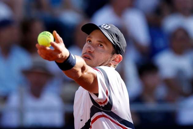 Nicolas Jarry (CHI) in action, Tennis ATP, Tennis Herren Internazionali BNL d Italia - Round of 16, Jarry vs Muller, Foro Italico, May 14, 2024, Rome, Italy.