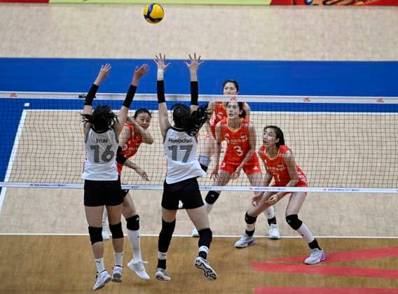 Jiyun Jeong and Hoyoung Jungof South Korea in action during the Volleyball Nations League 2024 match between China and South Korea at the Maracanazinho Gymnasium in Rio de Janeiro, Brazil (Andre Ricardo SPP) Copyright: xAndrexRicardo SPPx spp-en-AnRi-andrericardo-14