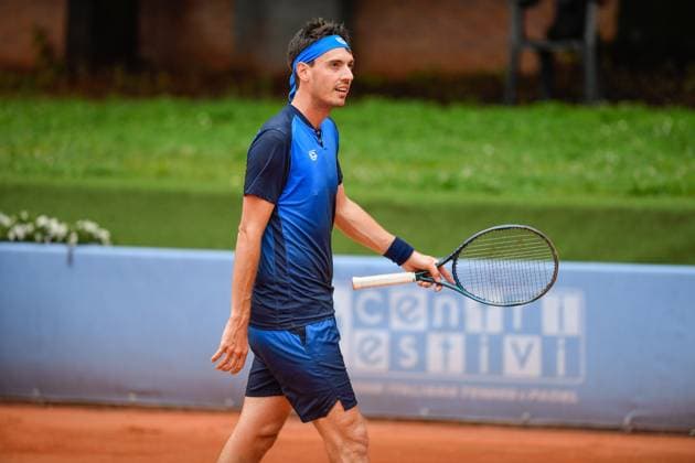 Challenger 175 Piemonte Open Intesa Sanpaolo Tournament Qualifications Italy, Turin 14 05 2024 Sporting Press Club (Turin). Challenger 175 Piemonte Open Intesa Sanpaolo Tournament Qualifications Giulio Zeppieri of Italy plays against Marc-Andrea Huesler of Swiss during the Challenger 175 Piemonte Open Intesa Sanpaolo Tournament qualifications. Final score; Giulio Zeppieri of Italy 2-1 Marc-Andrea Huesler of Swiss Turin Italy Italy Copyright: TonelloxAbozzi