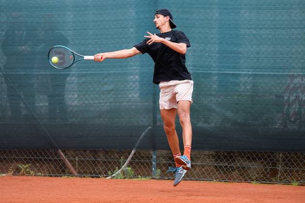 Challenger 175 Piemonte Open Intesa Sanpaolo Tournament Qualifications Italy, Turin 14 05 2024 Sporting Press Club (Turin). Challenger 175 Piemonte Open Intesa Sanpaolo Tournament Qualifications Lorenzo Sonego of Italy during the Challenger 175 Piemonte Open Intesa Sanpaolo Tournament Turin Italy Italy Copyright: TonelloxAbozzi