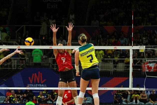 Brasil x Canadá Pela Liga das Nações no RJ RIO DE JANEIRO, RJ - 14.05.2024: BRASIL X CANADÁ PELA LIGA DAS NAÇÕES NO RJ - The Brazilian Women& 39;s Volleyball team faces the Canadian team, this Tuesday (14) at the Maracanãzinho gym in Rio de Janeiro, in the debut match in the Volleyball Nations League. (Photo: Lorando Labbe Fotoarena) x2538003x  LorandoxLabbe