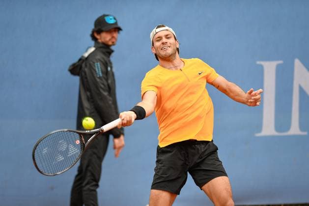 Italy, Turin 14 05 2024 Sporting Press Club (Turin). Challenger 175 Piemonte Open Intesa Sanpaolo Tournament Qualifications Mattia Bellucci of Italy plays against Alexis Galarneau of Canadian during the Challenger 175 Piemonte Open Intesa Sanpaolo Tournament qualifications. Final score; Mattia Bellucci of Italy 2-1 Alexis Galarneau of Canadian  Copyright: xTonelloxAbozzi IPAxSportx xipa-ax xx IPA_46082260 IPA_Agency_IPA46082260